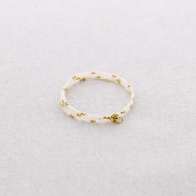 PULSERA ACERO TRES VUELTAS PIEDRAS FACETADAS