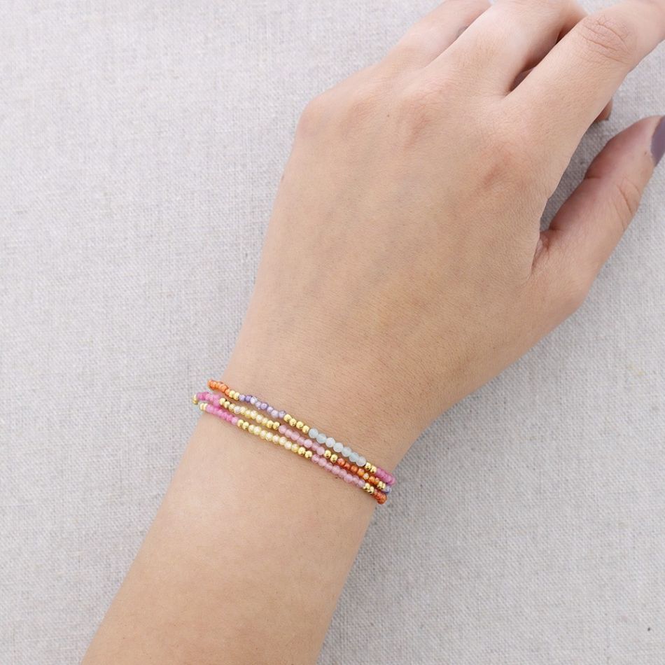 PULSERA ACERO TRES VUELTAS PIEDRAS FACETADAS
