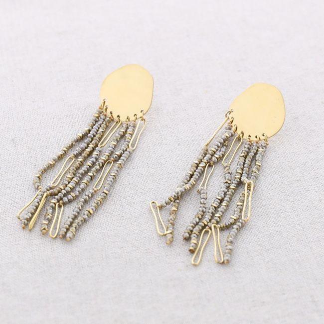 PENDIENTES ACERO MEDALLITA COLGANTE GOTA PIEDRAS