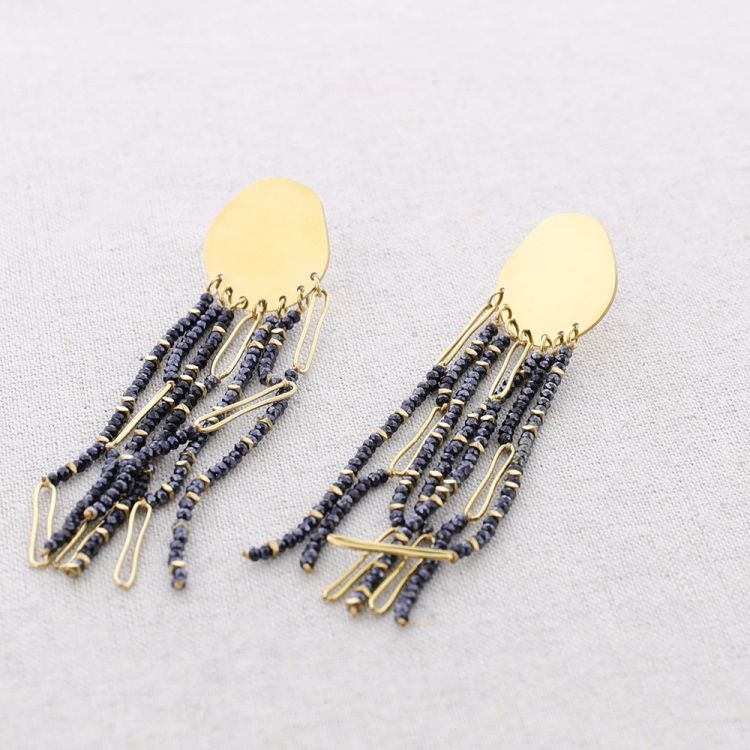 STEEL EARRINGS STONE DROP PENDANT MEDAL 2