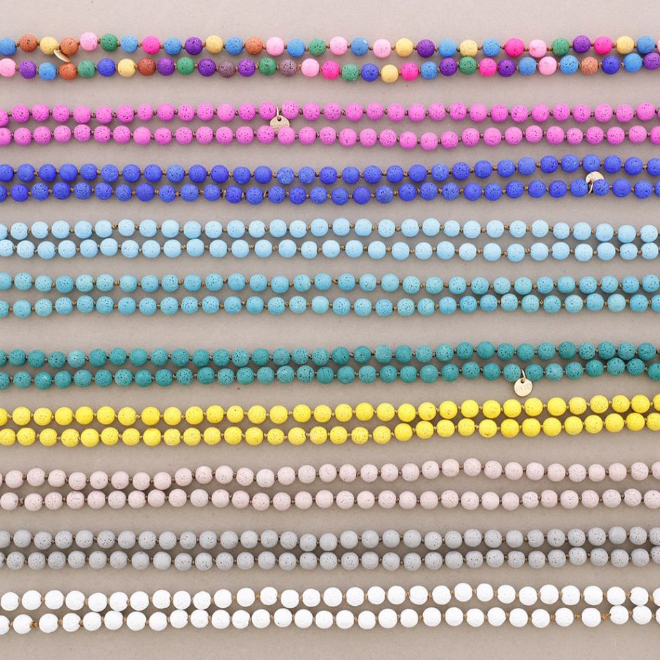 COLLAR LARGO NUDOS BOLAS IMITACIÓN PIEDRAS LAVAS 1.2M*8MM
