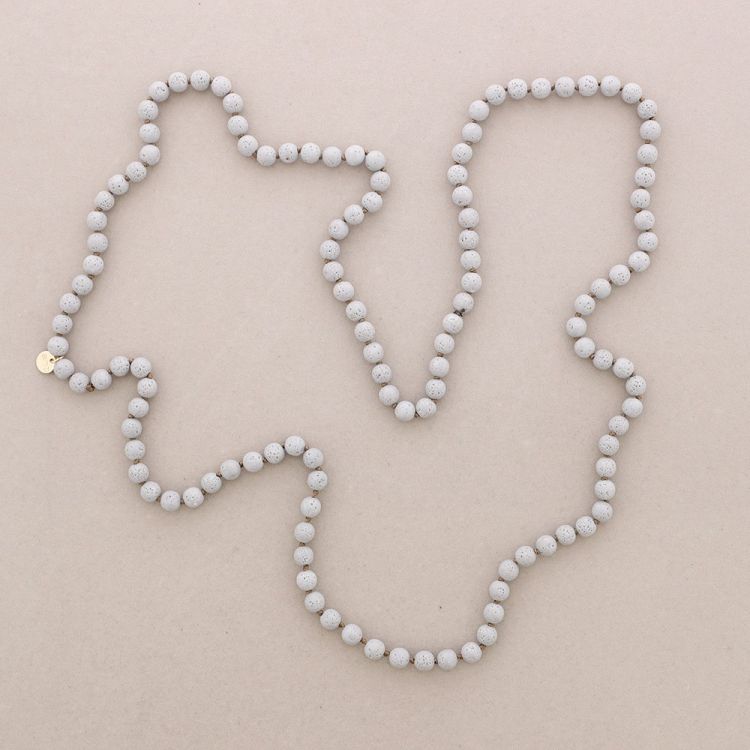 LONG NECKLACE KNOTS BALLS IMITATION LAVA STONES 1.2M*8MM 2