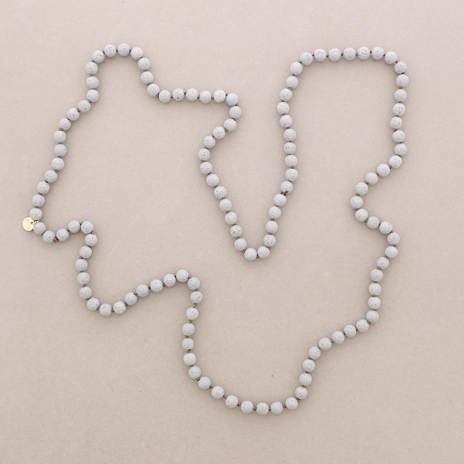 LONG NECKLACE KNOTS BALLS IMITATION LAVA STONES 1.2M*8MM