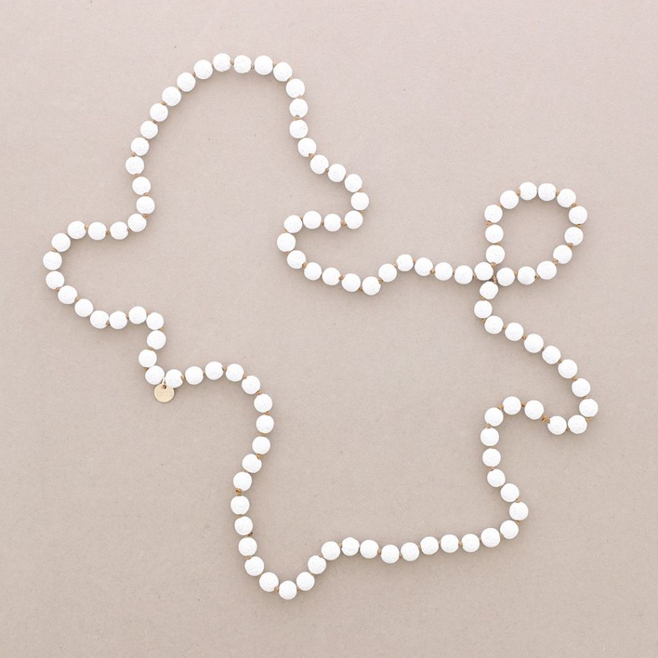LONG NECKLACE KNOTS BALLS IMITATION LAVA STONES 1.2M*8MM