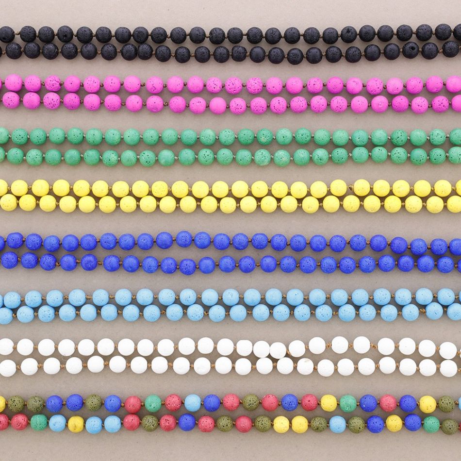 COLLAR LARGO NUDOS BOLAS IMITACIÓN PIEDRAS LAVAS 1.2M*10MM