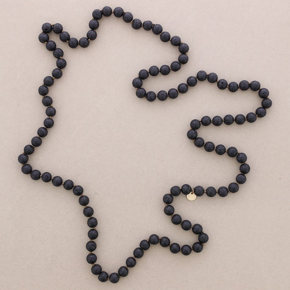 COLLAR LARGO NUDOS BOLAS IMITACIÓN PIEDRAS LAVAS 1.2M*10MM