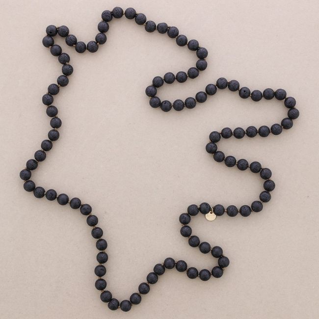 LONG NECKLACE KNOTS BALLS IMITATION LAVA STONES 1.2M*10MM