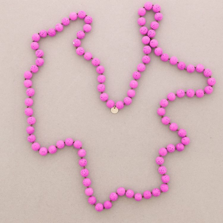LONG NECKLACE KNOTS BALLS IMITATION LAVA STONES 1.2M*10MM
