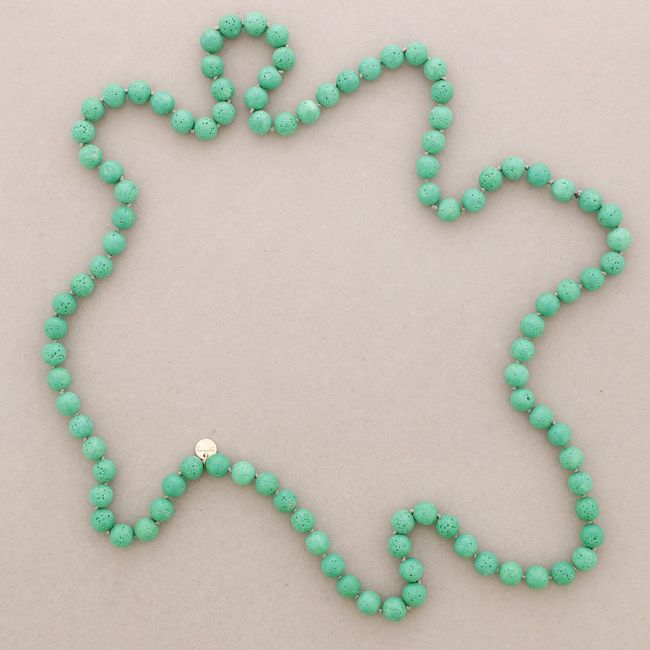 LONG NECKLACE KNOTS BALLS IMITATION LAVA STONES 1.2M*10MM