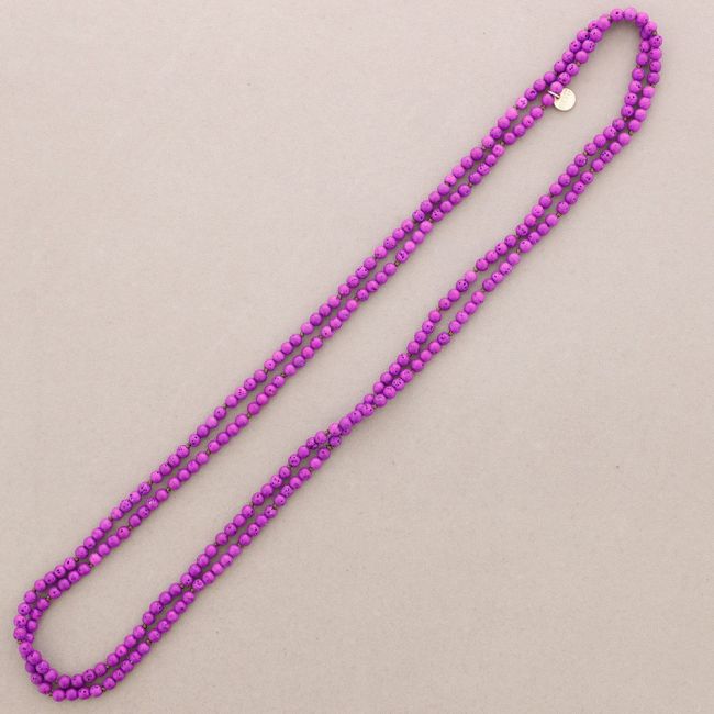 LONG NECKLACE KNOTS BALLS IMITATION LAVA STONES 1.5M*6MM