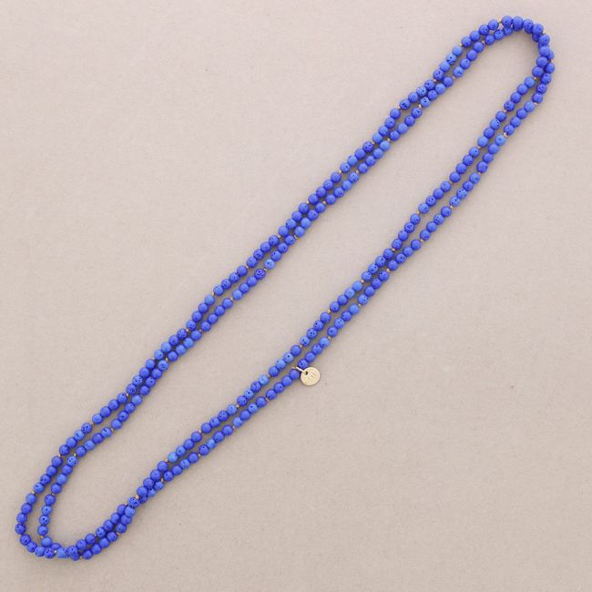 COLLAR LARGO NUDOS BOLAS IMITACIÓN PIEDRAS LAVAS 1.5M*6MM