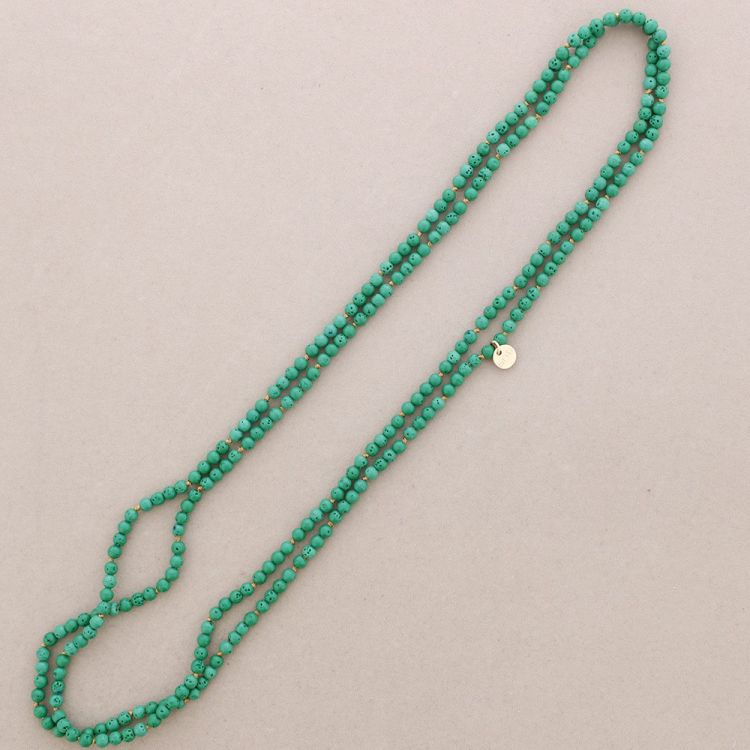 LONG NECKLACE KNOTS BALLS IMITATION LAVA STONES 1.5M*6MM 2