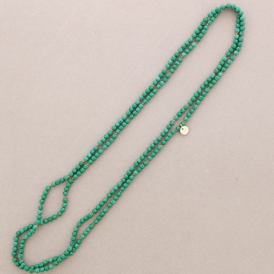 COLLAR LARGO NUDOS BOLAS IMITACIÓN PIEDRAS LAVAS 1.5M*6MM