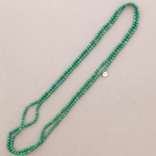 COLLAR LARGO NUDOS BOLAS IMITACIÓN PIEDRAS LAVAS 1.5M*6MM
