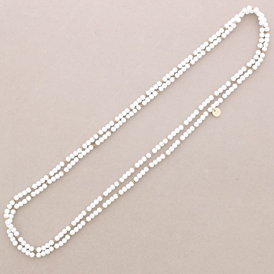 COLLAR LARGO NUDOS BOLAS IMITACIÓN PIEDRAS LAVAS 1.5M*6MM