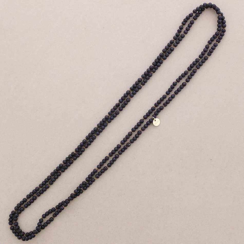 COLLAR LARGO NUDOS BOLAS IMITACIÓN PIEDRAS LAVAS 1.5M*6MM
