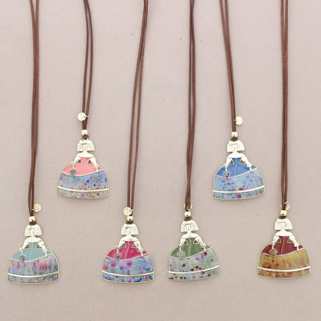 LONG PENDANT NECKLACE FOR MENINA METAL ENAMEL