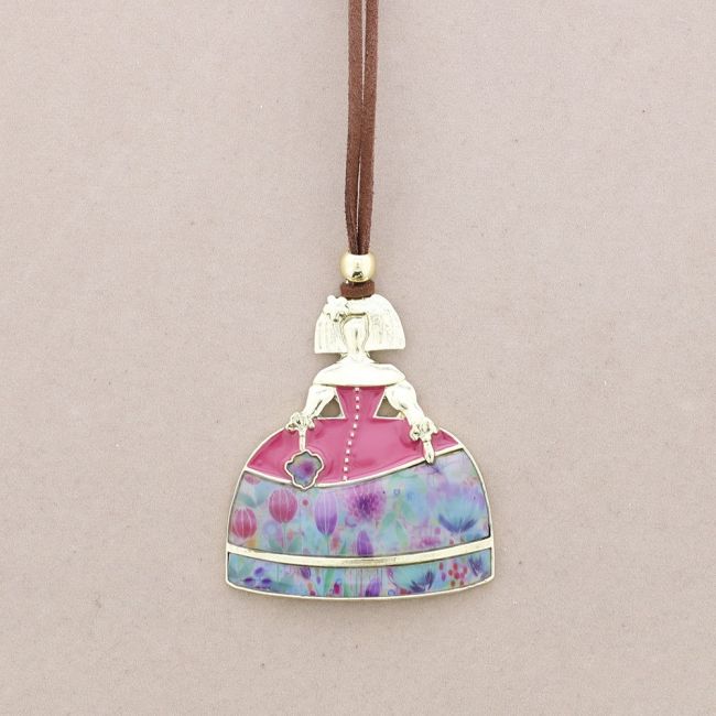 COLLAR LARGO COLGANTE MENINA METAL ESMALTE