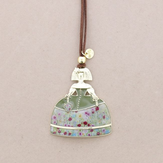 COLLAR LARGO COLGANTE MENINA METAL ESMALTE