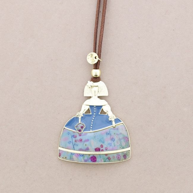 COLLAR LARGO COLGANTE MENINA METAL ESMALTE
