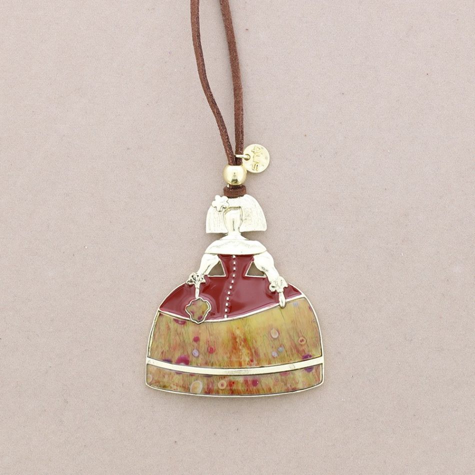 COLLAR LARGO COLGANTE MENINA METAL ESMALTE