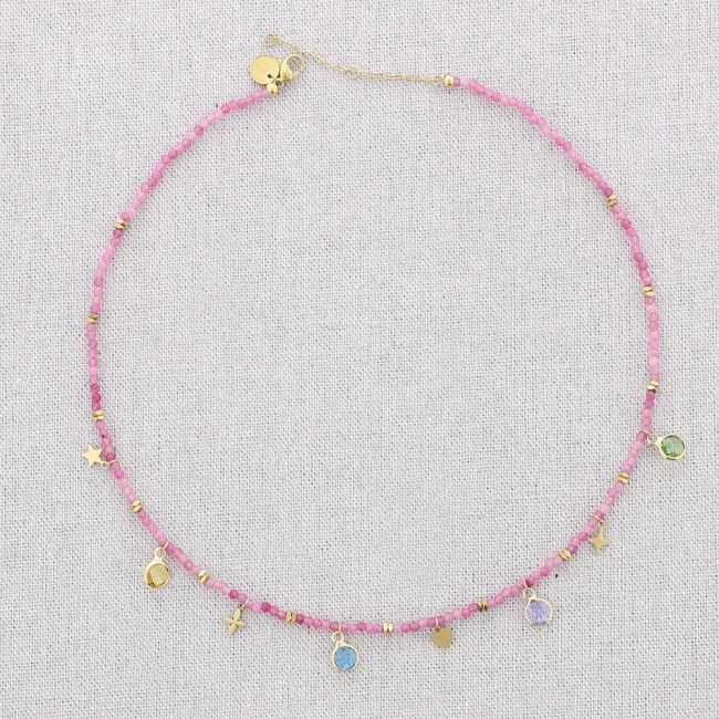STEEL NECKLACE WITH STONES PENDANTS