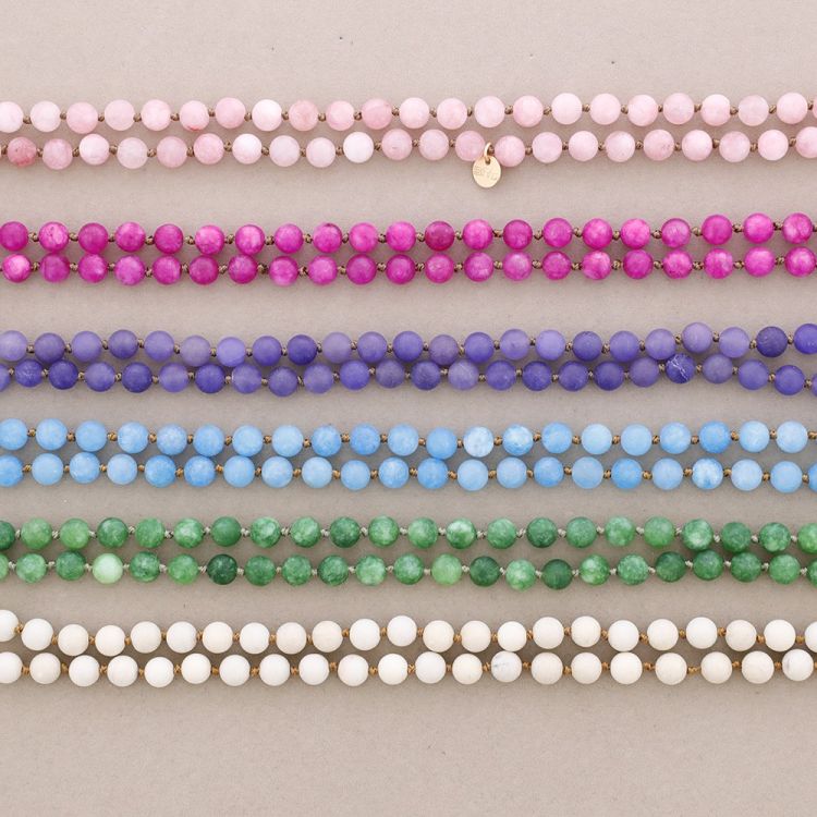LONG NECKLACE KNOTS BALLS STONES 1.2M*8MM 2
