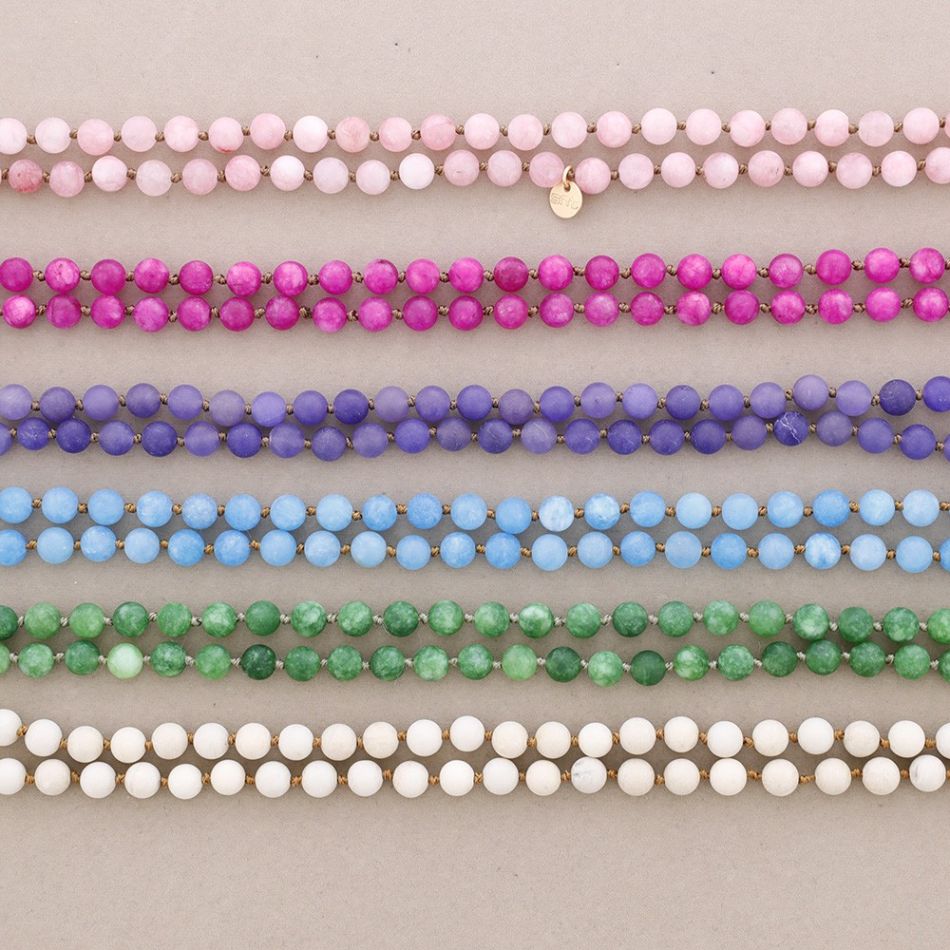 LONG NECKLACE KNOTS BALLS STONES 1.2M*8MM