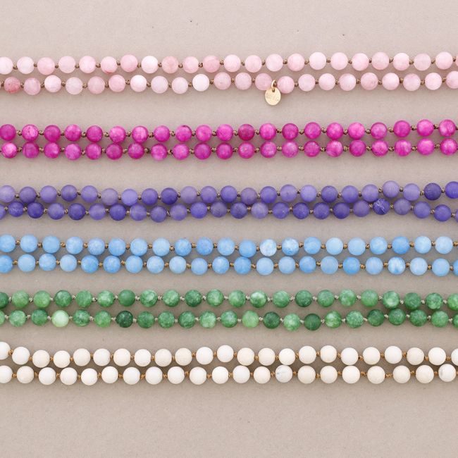 COLLAR LARGO NUDOS BOLAS PIEDRAS 1.2M*8MM