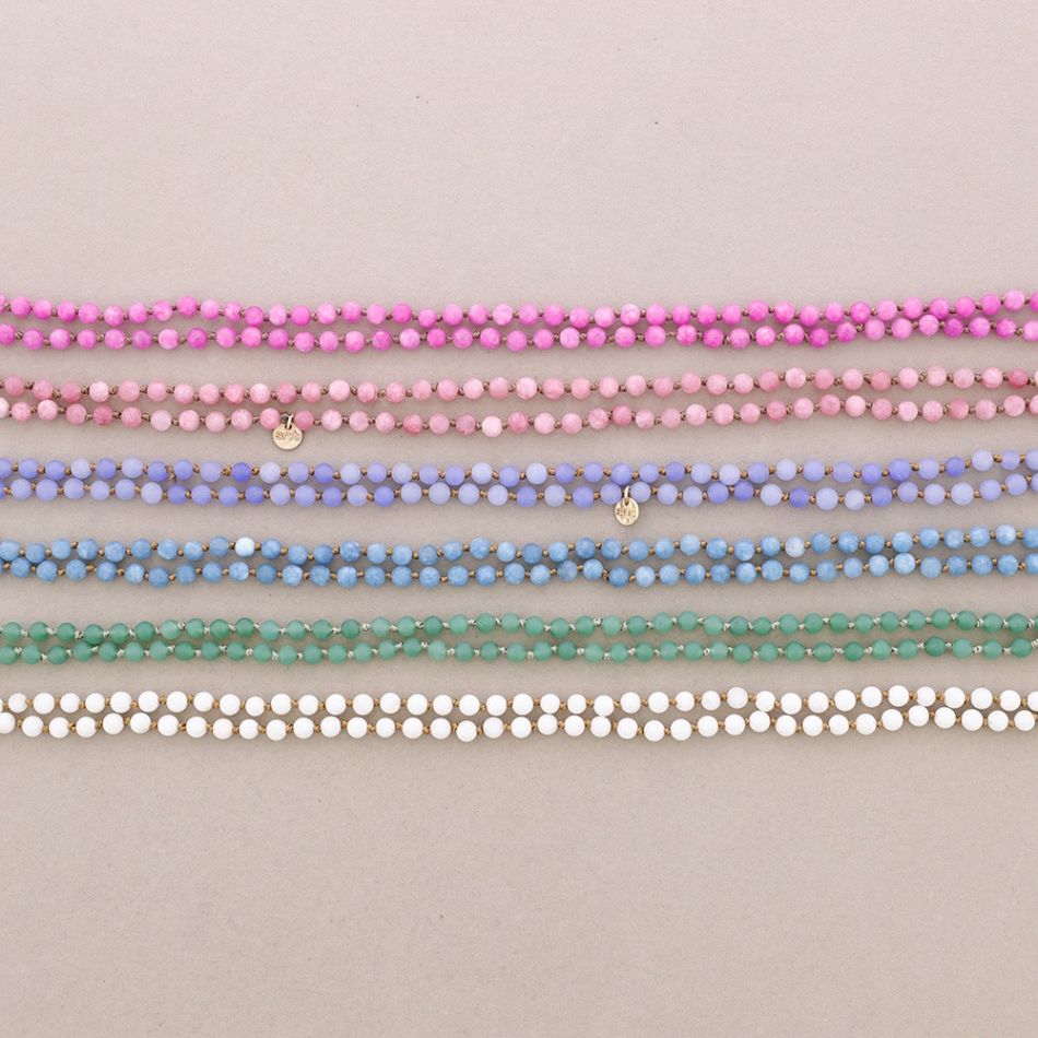 LONG NECKLACE KNOTS BALLS STONES 1.2M*6MM