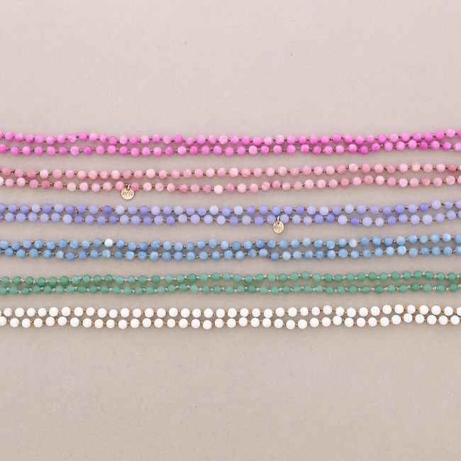 COLLAR LARGO NUDOS BOLAS PIEDRAS 1.2M*6MM