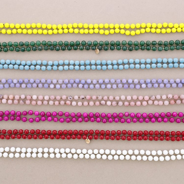 COLLAR LARGO NUDOS BOLAS FACETADAS PIEDRA 1.2M*8MM 2