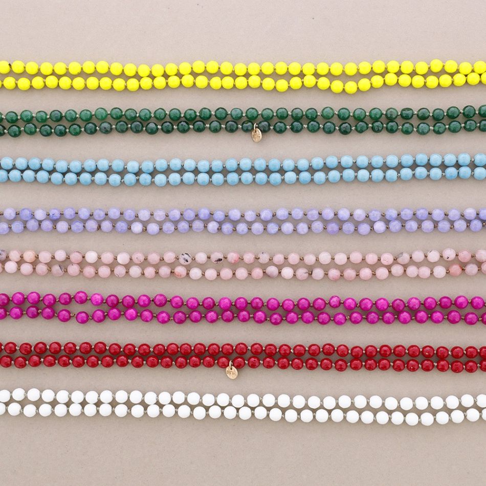 COLLAR LARGO NUDOS BOLAS FACETADAS PIEDRA 1.2M*8MM