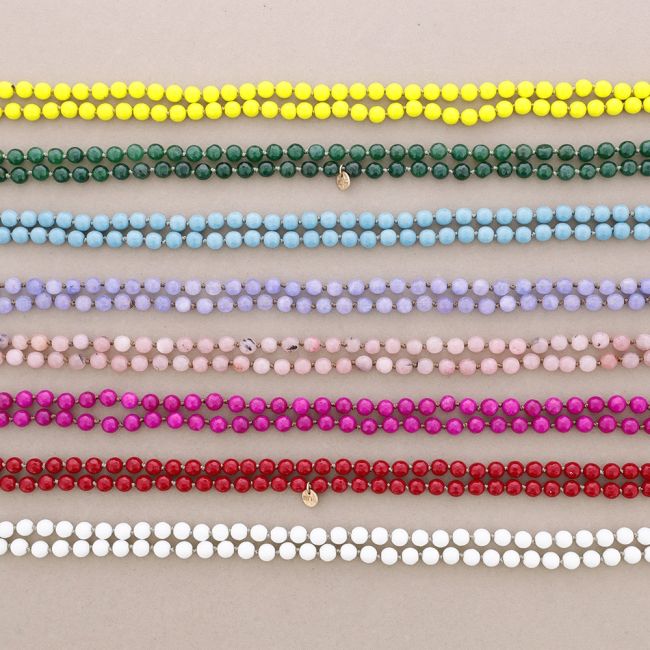 COLLAR LARGO NUDOS BOLAS FACETADAS PIEDRA 1.2M*8MM