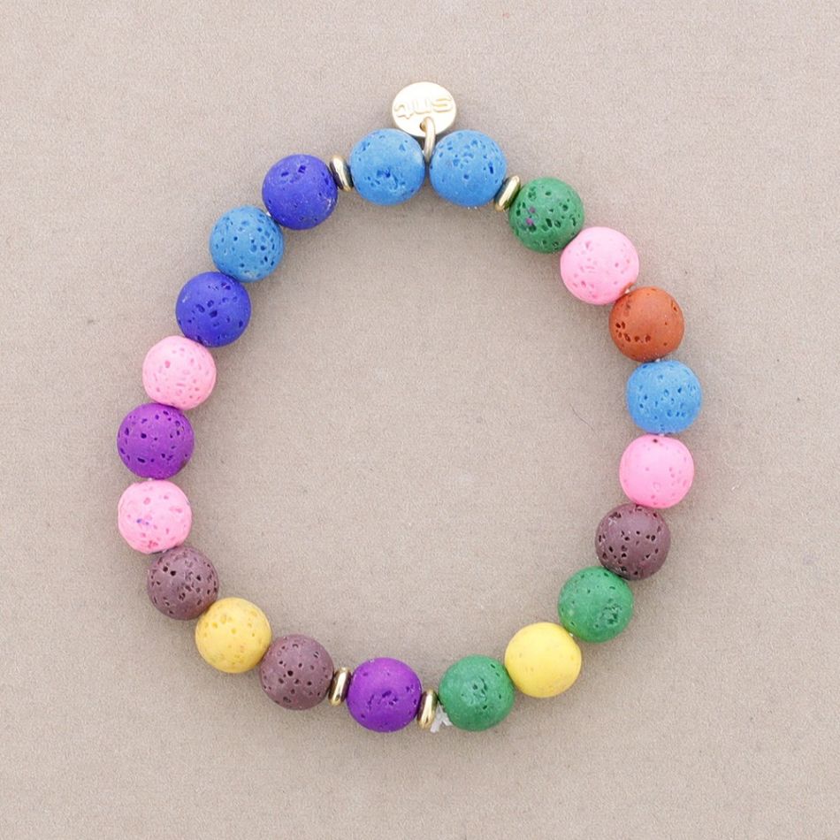 PULSERA ELÁSTICAS BOLAS IMITACION PIEDRAS LAVA