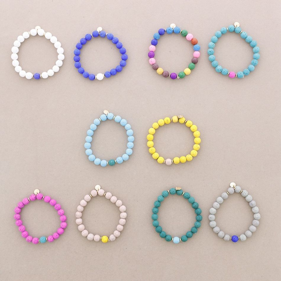 PULSERA ELÁSTICAS BOLAS IMITACION PIEDRAS LAVA