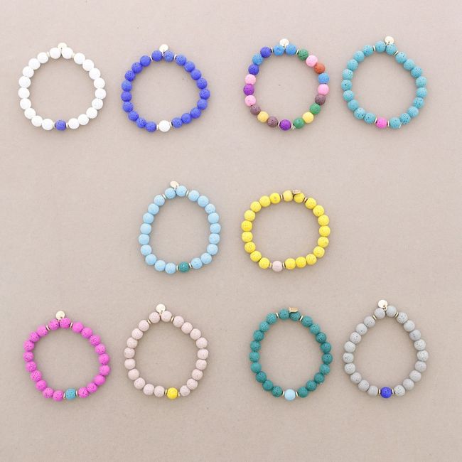 PULSERA ELÁSTICAS BOLAS IMITACION PIEDRAS LAVA