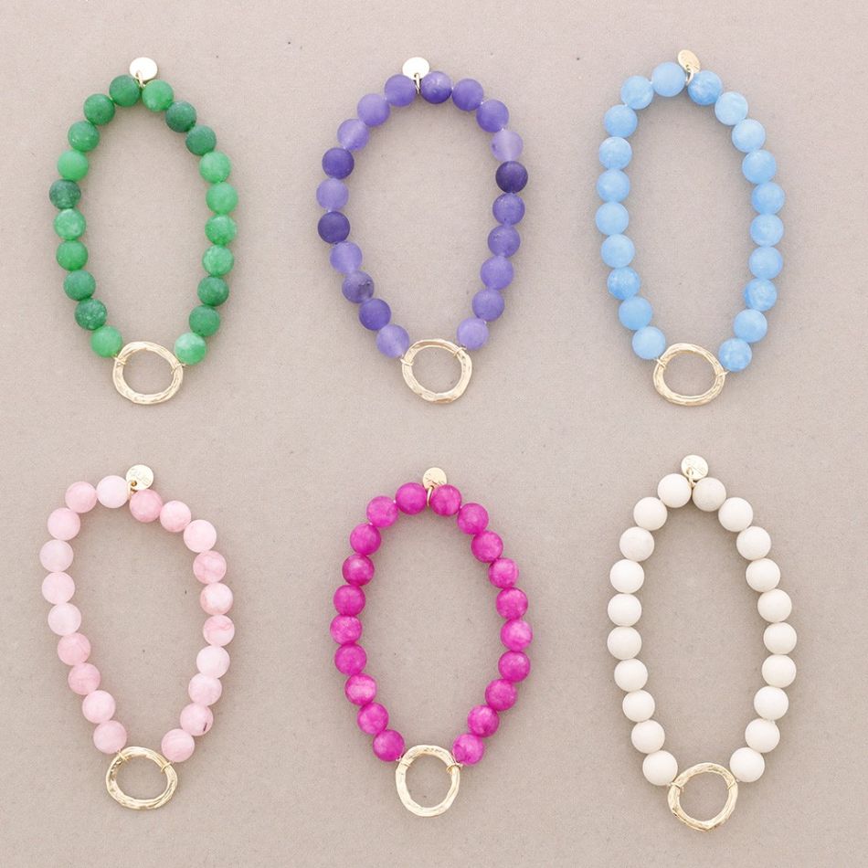 METAL CIRCLE STONES BALL ELASTIC BRACELET