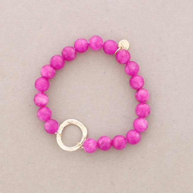 METAL CIRCLE STONES BALL ELASTIC BRACELET