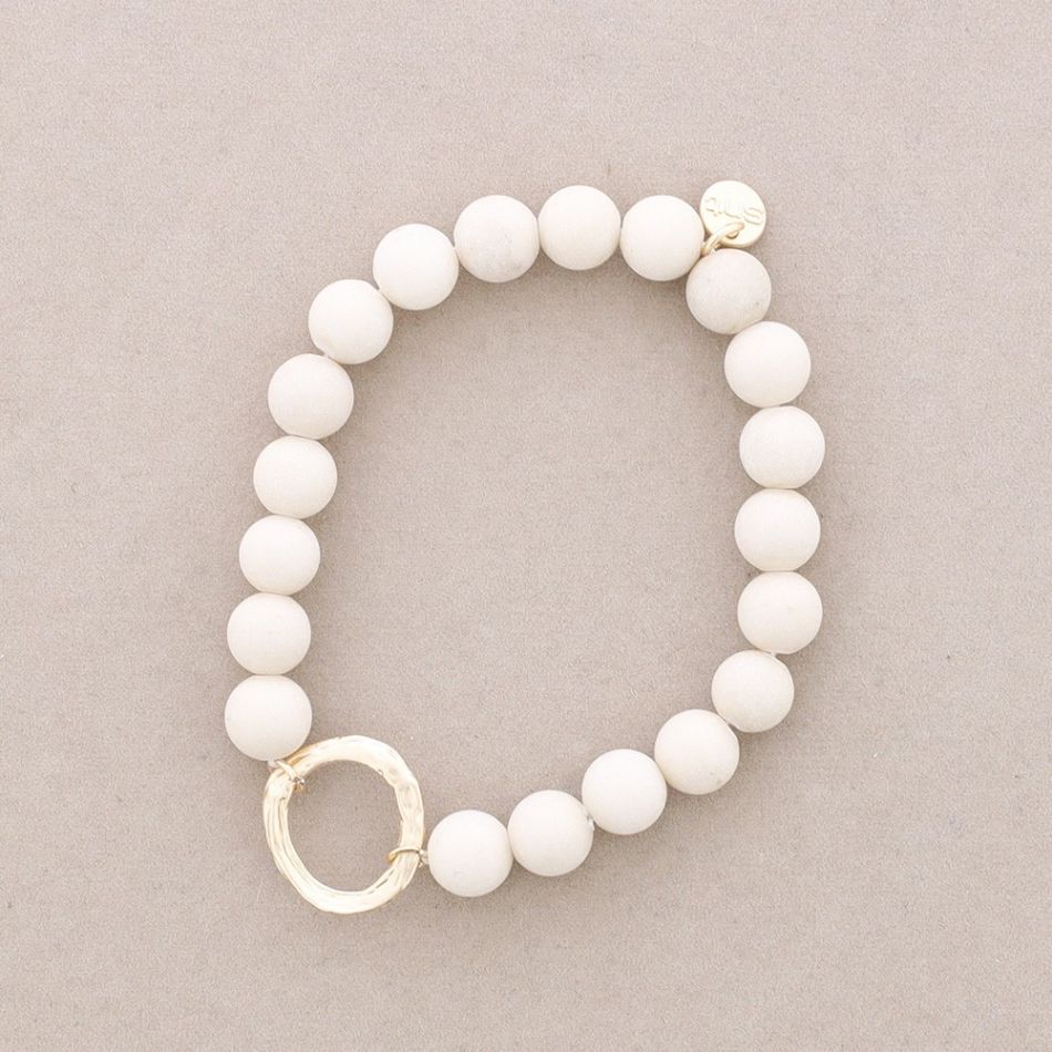 METAL CIRCLE STONES BALL ELASTIC BRACELET