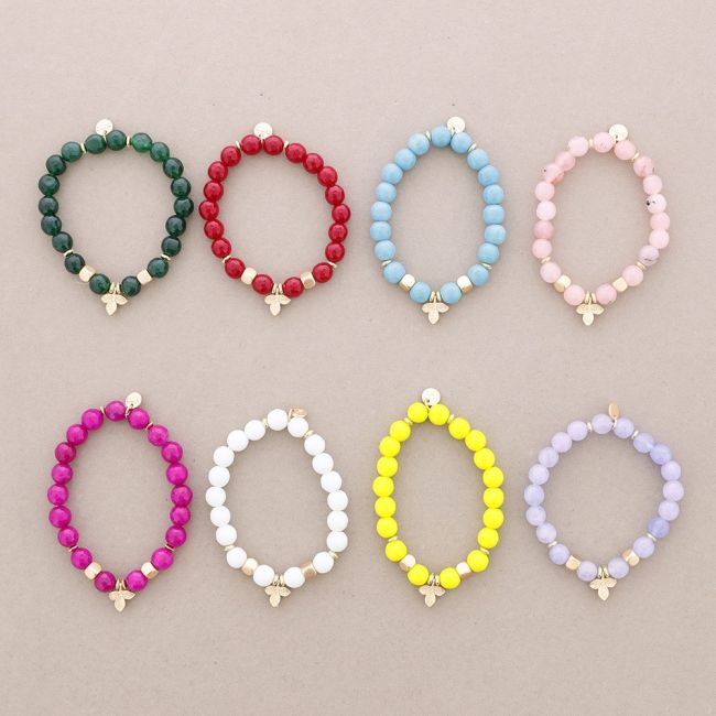 PULSERA ELÁSTICAS PIEDRAS RAMITA METAL