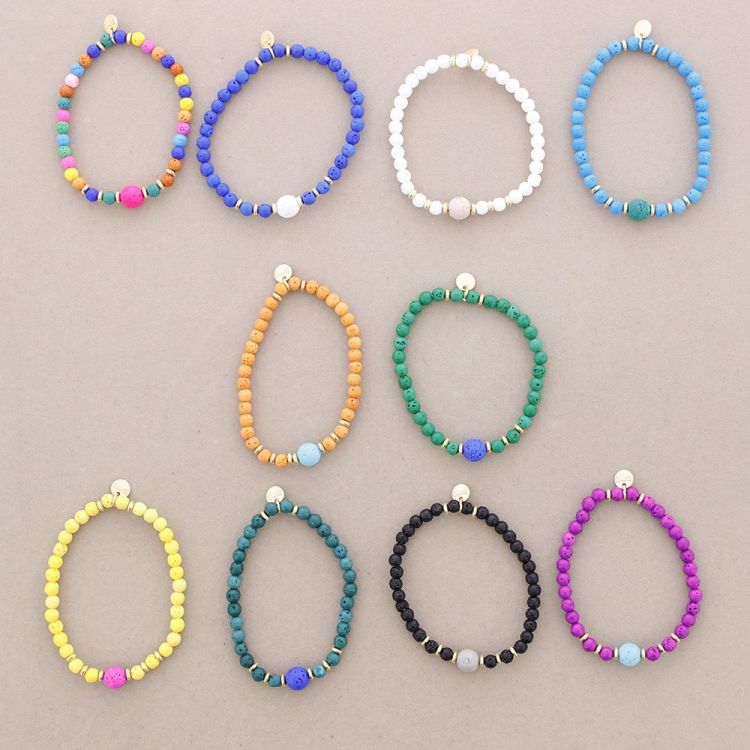 ELASTIC BALL BRACELET IMITATION LAVA STONES 4MM 2