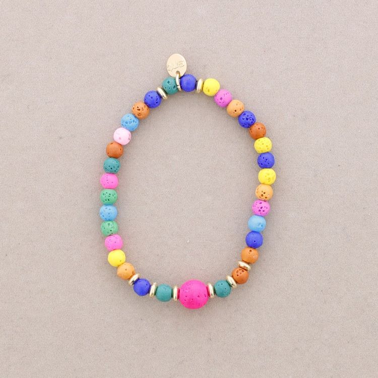 ELASTIC BALL BRACELET IMITATION LAVA STONES 4MM