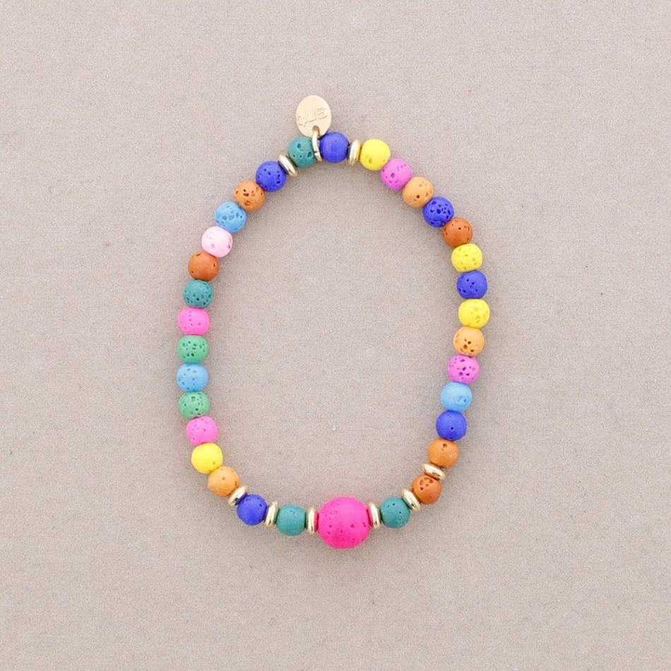 PULSERA ELÁSTICAS BOLAS IMITACIÓN PIEDRAS LAVA 4MM