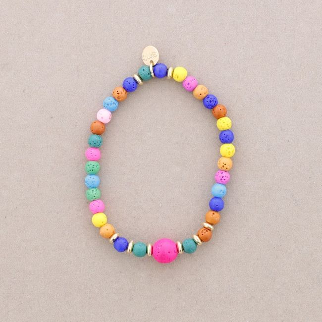 PULSERA ELÁSTICAS BOLAS IMITACIÓN PIEDRAS LAVA 4MM