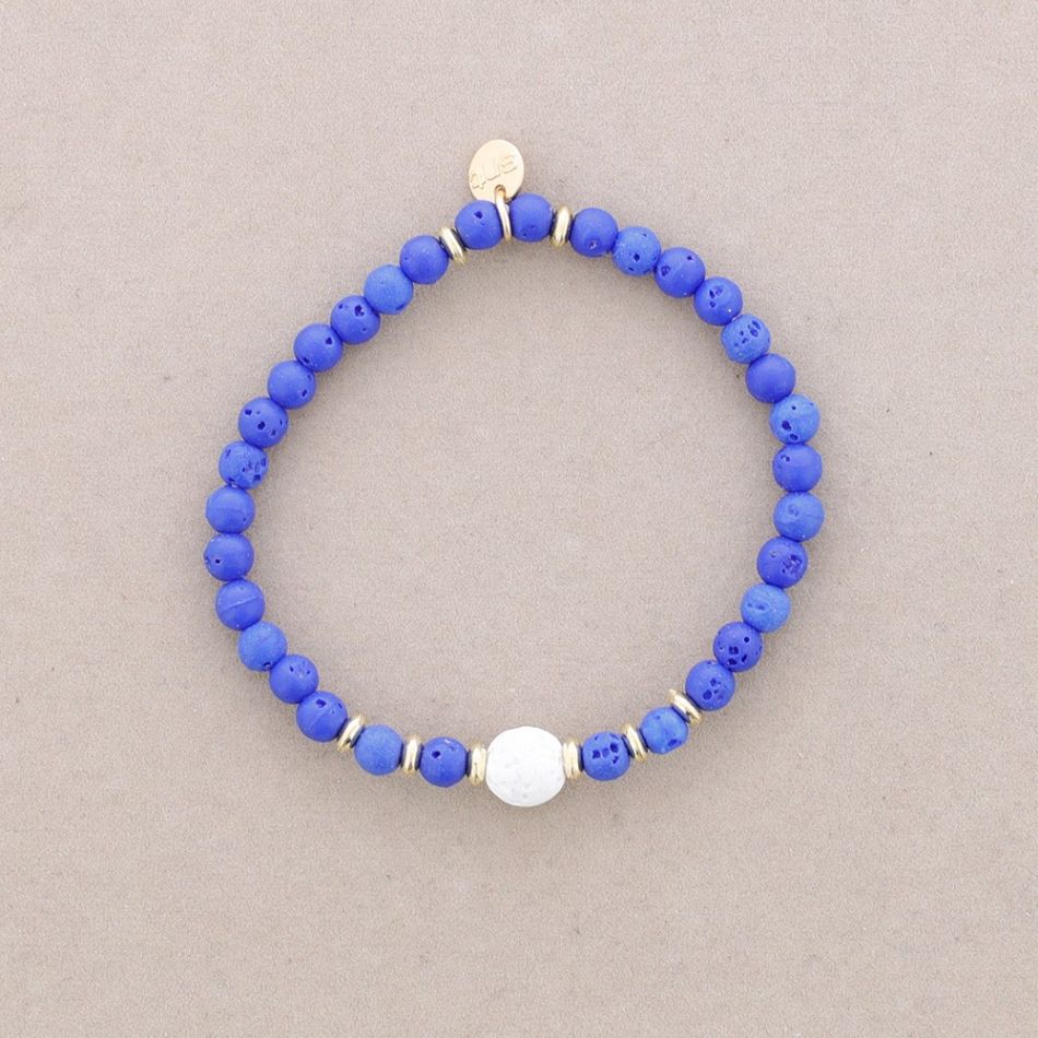 PULSERA ELÁSTICAS BOLAS IMITACIÓN PIEDRAS LAVA 4MM