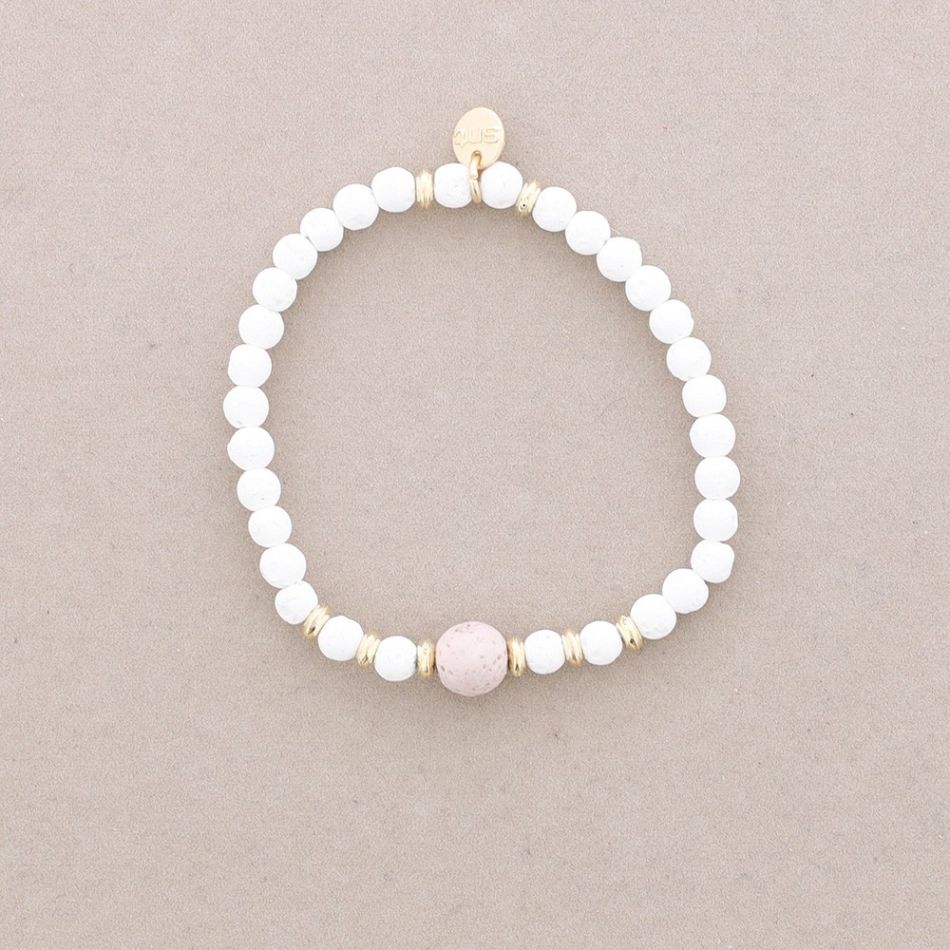 PULSERA ELÁSTICAS BOLAS IMITACIÓN PIEDRAS LAVA 4MM