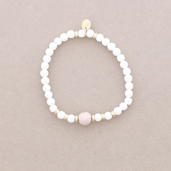 PULSERA ELÁSTICAS BOLAS IMITACIÓN PIEDRAS LAVA 4MM