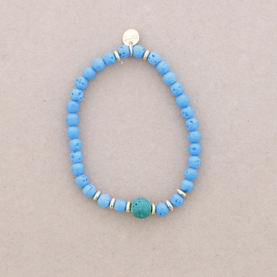PULSERA ELÁSTICAS BOLAS IMITACIÓN PIEDRAS LAVA 4MM