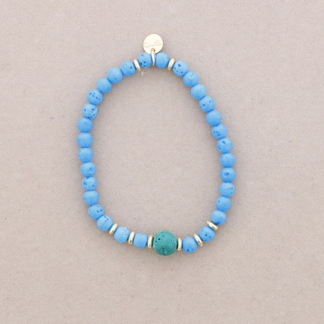 PULSERA ELÁSTICAS BOLAS IMITACIÓN PIEDRAS LAVA 4MM